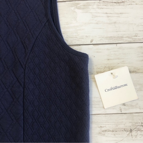 NEW! CROFT & BARROW Women’s Navy Mock Neck Sleeveless Full Zip Vest Sz L - Picture 9 of 13